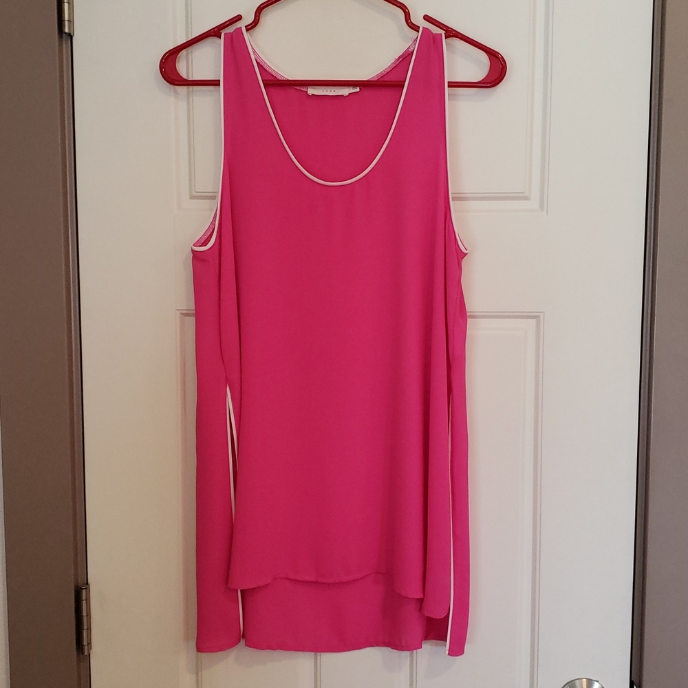 LUSH Hot Pink and White flowy tank top Women's size Small